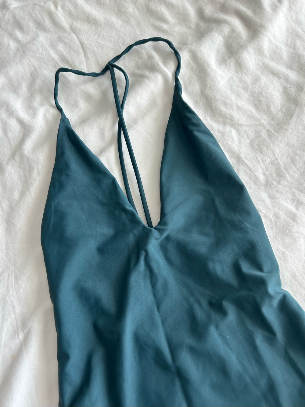 Jade Swim Teal Blue Strappy V-Neck One-Piece Swimwear - Picture 2 of 7
